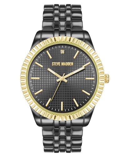 Herren Echtes Diamant -Zifferblattarmband Uhr,Zweifarbig/Dunkel Grau