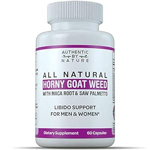 Horny Goat Weed for Men and Women. All Natural Powder Extract Capsule Supplement with Maca, Saw Palmetto, Ginseng. Boost…