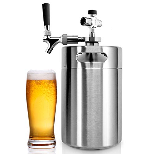 NutriChef-PKBRTP299-Pressurized-Mini-Keg-System-128oz-Double-Walled-Stainless-Steel-Growler-Tap-Portable-Dispenser-Kegerator-Kit-Co2-Regulator-for-Craft-Beer-DraftHomebrew