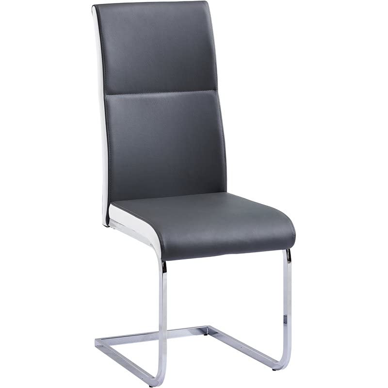 Best Master Furniture Ajay 18"" Faux Leather Dining Chair In Gray (Set Of 2)