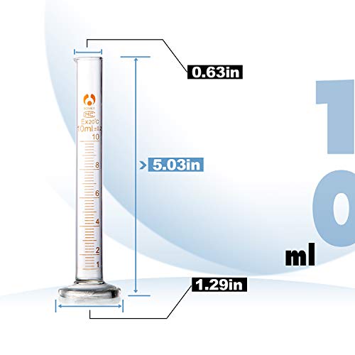 Young4us Glass Cylinders, Pack of 8 Cylindrical Glass Measuring & Glass Droppers Set, 4 Graduated Cylinders in 4 Sizes with Scales, 100ml, 50ml, 25ml, 10ml, 4 Glass Droppers Without Scales (3ml) - Thumbnail 4