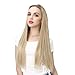 SARLA Blonde Hair Extensions U Part Clip in Full Head Hair Pieces for Women Long Straight 24 Inch Synthetic Heat Friendly Fiber