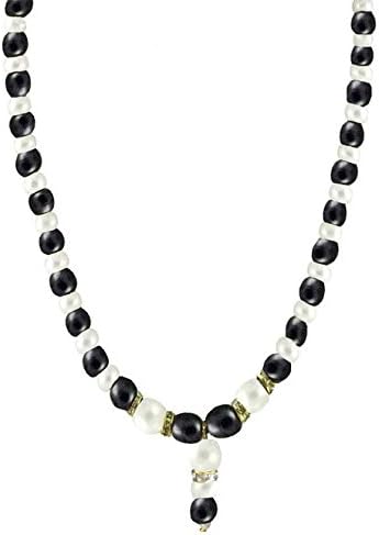 The Indian Arts Black-White Pearl Pendant Necklace with Earings Double color Fashion Jewelry for Womens