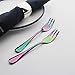 Oyster Cocktail Forks Set 6 Piece Stainless Steel Rainbow Multicolor Cake Appetizer Dessert Salad Fork Tasting Silverware Mirror Finish Dishwasher Safe Perfect for Wedding Party Event 5.5 Inch