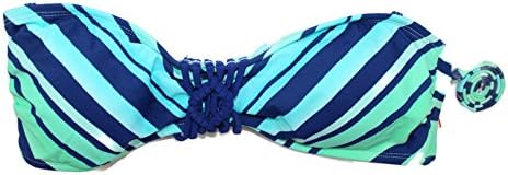 Arizona Jeans Women's Striped Bikini Swimsuit Top Separate (Small, Navy/Mint/Stripe)