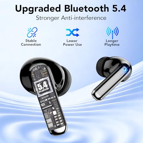 Tiksounds Wireless Earbuds, Bluetooth 5.4 Headphones in Ear with 4 ENC Mic Ear Buds Wireless Earphones Mini Ear Buds 40H Playtime HiFi Stereo Sound IPX7 Waterproof USB-C for iOS/iPhone/Android