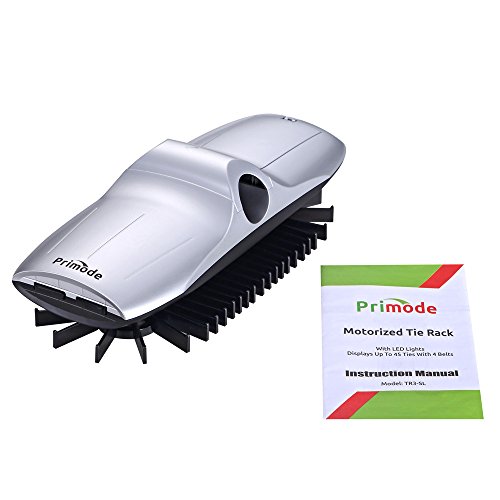 Primode Motorized Tie Rack with LED Lights Closet Organizer, Stores & Displays Up to 45 Ties