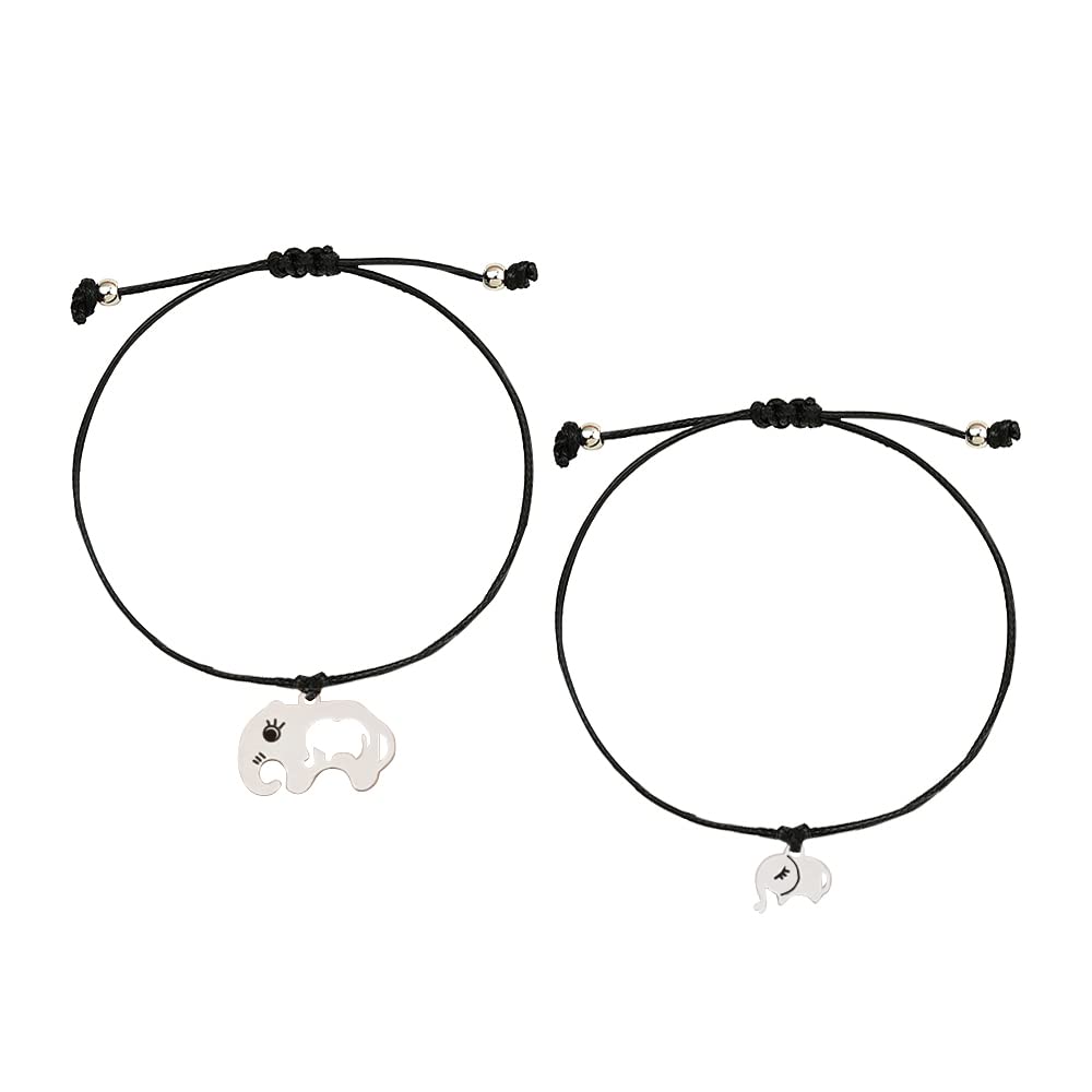 AMOR SPES 2/3 Pack Cute Elephant Matching Bracelets With Card Gift For Mother From Daughter Happy Mother's Day Back To School Friendship Bracelets BFF Gift Best Friend Forever (2 Pack)