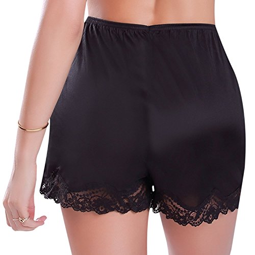 Americana Satin Bloomer Short Long Slip Lace Edge