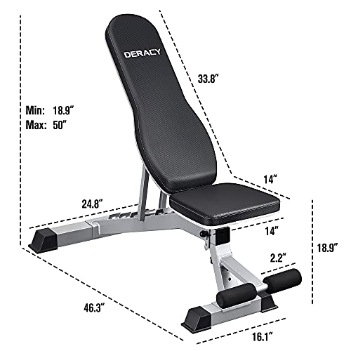 DERACY Adjustable Weight Bench for Full Body Workout, Incline and