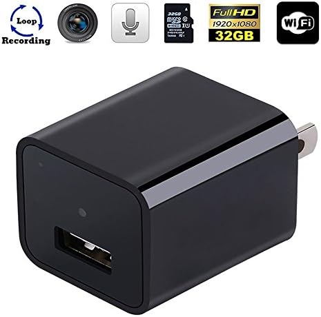 Hidden Spy Camera 32GB included - Mini USB Wall Charger Adapter -1080P Nanny Cam Surveillance Security Cameras from Lobyka [UPGRADED]