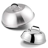 2 Pack Heavy-duty Cheese Melting Dome Set - 18/8 Stainless Steel Griddle Grill Accessories - Durable Round Basting, Steaming Cover - Heat Resistant Handle for Flat Top Griddle Grill Indoor/Outdoor