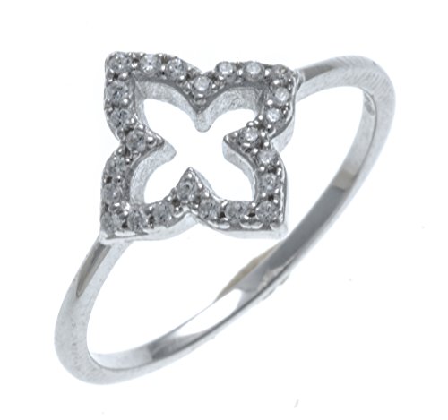 Moroccan-fant-Zi--Silver-Rhodium-Plated-Ring--Flower--Crystals--T50-60