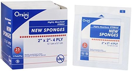 Orsini Sterile Pro-Gauze Pads, 2" x 2", 4 Ply (Pack of 50)