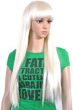 2017 Trendy Capless Extra Long Top Grade Quality Synthetic White Straight Hair Wig