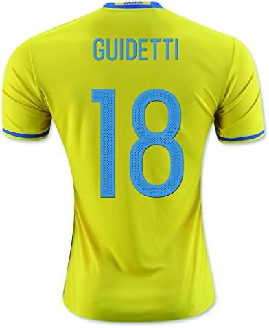 Yellow #18 Guidetti Home Match Football Soccer Adult Jersey EURO 2016