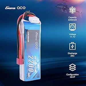 Gens Ace 11.1V 2200mAh 3S 25C LiPo Battery With XT60 Plug For DJI Phantom RC Drones