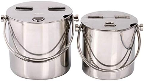 Ayookkk 304 Stainless Steel Portable Sugar Bucket Ice Bucket Ice Grain Beverage Bucket Household Clamshell Cold Drink Bucket-6.2L