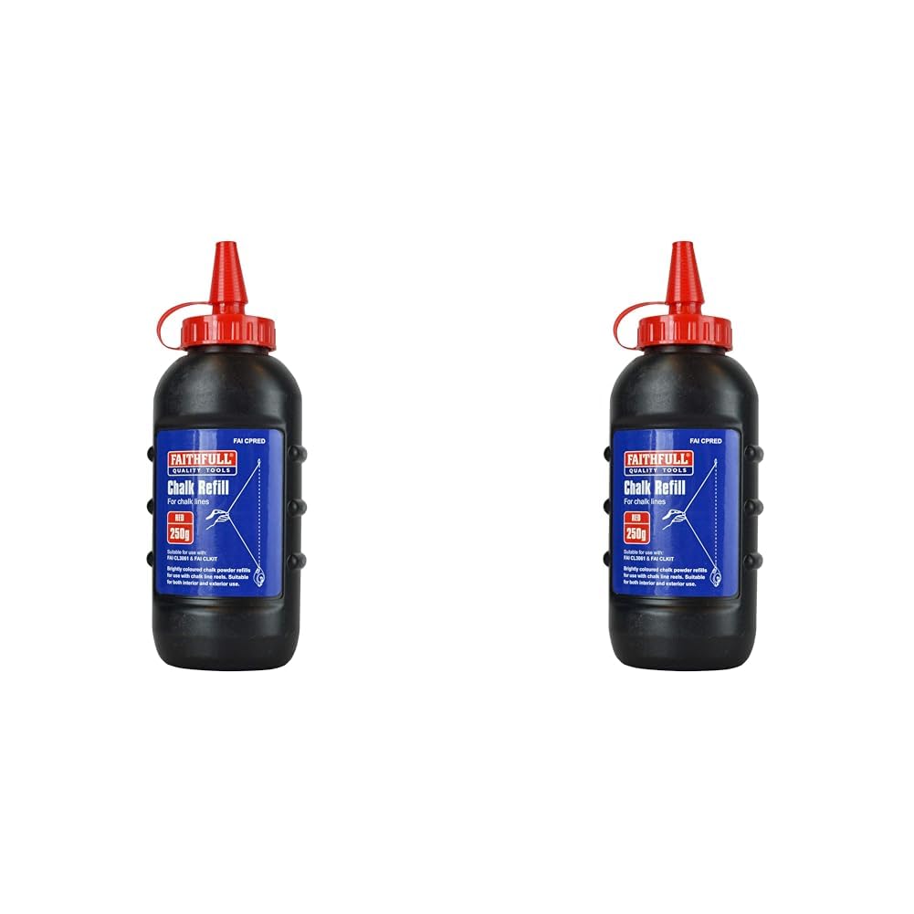 Faithfull FAICPRED Builders Chalk Line Powder Refill Red 250g (8oz) (Pack of 2)