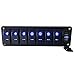 Switchtec 2 3 5 7 Gang Rocker Switch Aluminum Panel with 4.8 Amps Dual USB Fast Charger with Voltmeter, Blue Backlit Led, Pre-Wired for Marine, Boat, Car, Truck (4.8A USB & 7 Switches Blue)