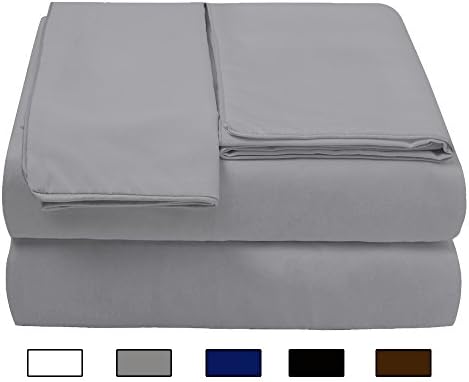 Bed Sheet Set (King,Grey)Deep Pocket Soft 1800 Double Brushed Microfiber Hypoallergenic Bedding Wrinkle, Fade, Stain Resistant - Flat Sheet,Fitted Sheet &amp;2 Pillow Cases - 4 Piece