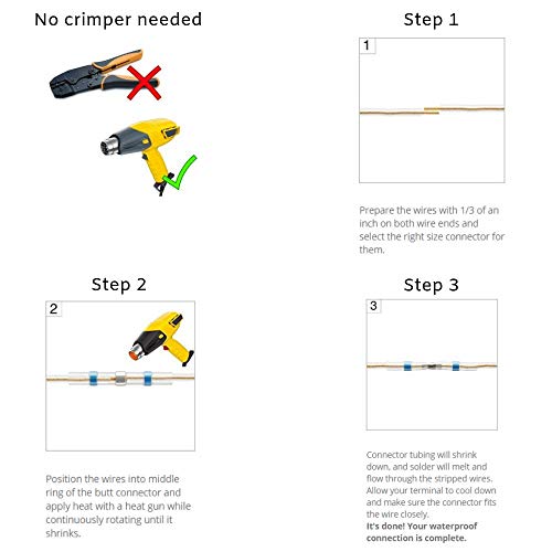 130PCS Solder Seal Wire Connectors | Electrical Waterproof Heat Shrink | Butt Terminals Kit | Premium Connector for Automotive, Marine, Outdoor & Home Wire Applications by Voltions - Thumbnail 5