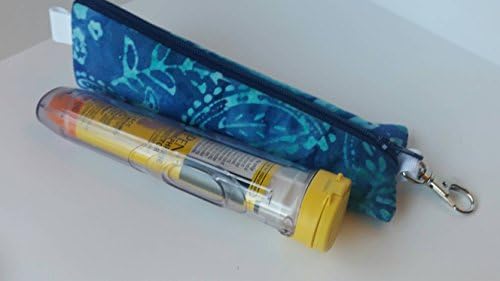 Epi pen storage bag carrier with swivel clip- blue batik