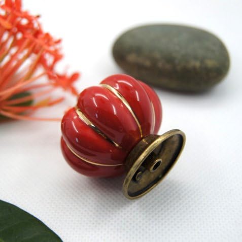 FatColo(TM) Kitchen Handles Pull Drawer Knobs Ceramic Door Cabinets Cupboard Hardware w/Screws (Red Pumpkin, Pack of 4)