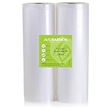 2 Pack 11x50 Rolls Vacuum Sealer Bags for Food Saver, Seal a Meal Vac Sealers Heavy Duty Commercial, BPA Free, Sous Vide Vaccume Safe, Cut to Size Storage Bag 100 Feet Embossed Avid Armor
