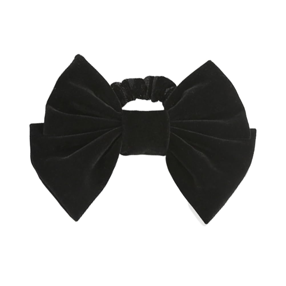FRCOLOR Black Bow Hair Ties for Women Big Bowknot Hair Circles Elastic Rope Stylish Ponytail Holder for Everyday Styling Accessories