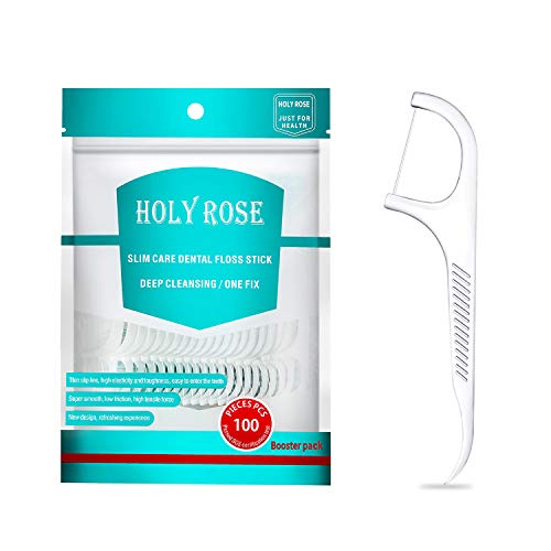Dental Floss Picks Holy Rose,Pop Up White Flossers Dispenser,with Micro