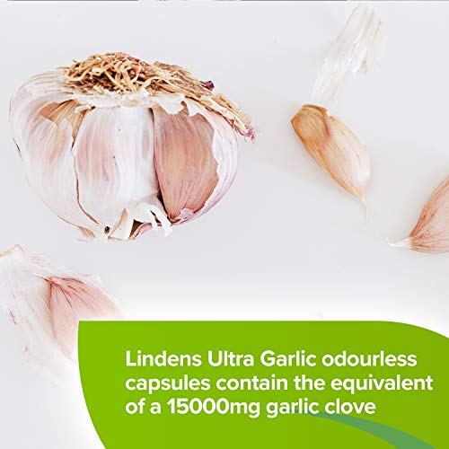 Lindens Ultra Garlic Odourless Capsules - Including Vitamin B1 and D3 - Contributes to Normal Muscle Function, Heart and Immune Health - 120 Capsules, 15000mg Garlic (10500mcg Allicin) - Image 5