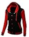Women's Stylish Fabric Hoodie Baseball Jacket Overcoat BLACKRED Size M