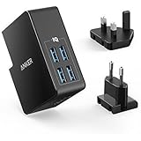 USB Charger Anker 27W 4-Port USB Wall Charger PowerPort 4 Lite with Interchangeable UK and EU Plugs for iPhone X / iPhone 8 / iPhone 8 Plus / iPhone 7 / 6 / 6 Plus / 7 Plus, Galaxy S8, iPad Air 2 / mini 3, Galaxy Note 3 and More