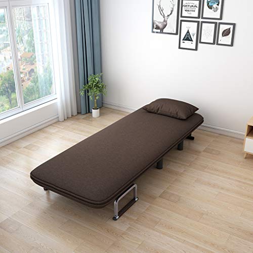 Convertible Sofa Bed Folding Arm Chair Sleeper, Different Position Recliner Full Padded Lounger Couch Bed, Mental Frame with Detachable Armrest Cover Home Office Furniture with Pillow
