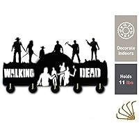 Walking Dead Wall Wood Hanger 5 Metal Key Hooks Indoor Use Key Holder, No Damage Wall Decoration Hanging Coats Paintings Bags Keys for Bathroom Kitchen Living Room