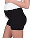 My Bella Mama Maternity Shorts for Comfy Sleep, Lounge, Exercise (Large, Black)