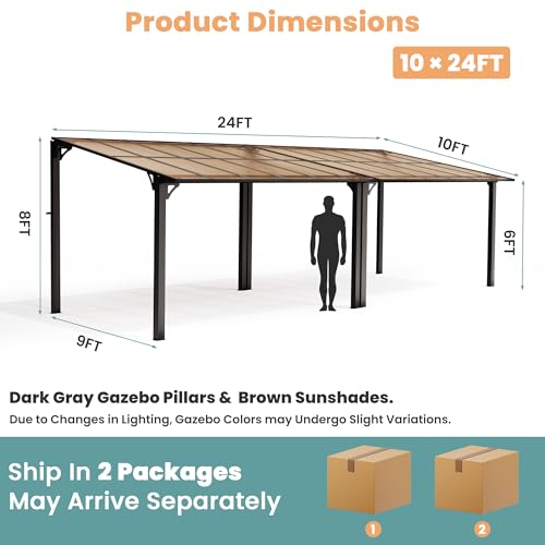 Pamapic 10x24 Wall Mounted Gazebo Review: Hardtop Lean-to with Polycarbonate Roof image 20