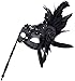 Coxeer Masquerade Mask on Stick Black Halloween Costume Ball Venetian Mask