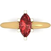 Clara Pucci 14K Solid Gold Engagement Ring for Women | 1 cttw Garnet Marquise Cut Solitaire | Real Yellow Gold Wedding Ring
