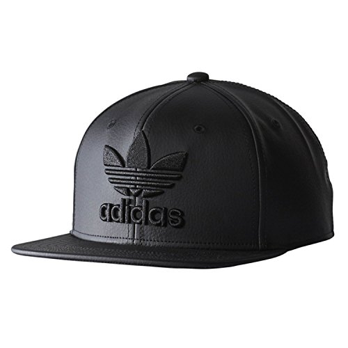 adidas Men s Originals Snapback Flat Brim Cap, Black/Black, One Size