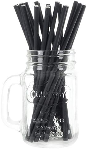 1000 Solid Black Eco Friendly Recyclable Paper Drinking Straws Bright Colours Stripes and Metallic Colours Great for Birthday Wedding Christmas Party Baby Shower Decoration Food Safe Single Use