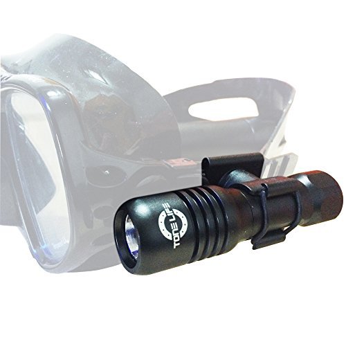 Wolfbeam Scuba Diving Dive White Light for Mask Mini Clips Tourch,Black (Torch+Bracket)