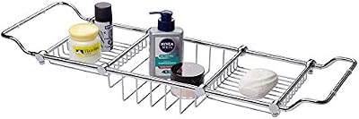 Magionline Solid Brass Chrome Bathtub Caddy Tray Extendable Bathroom Storage