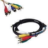 Mimuler New 1.5m 5ft Full HD 1080P HDMI Male to 5 RCA RGB Audio Video AV Component Cable Wire with Gold Plated Connectors for PC / HDTV / TV Box / Blue - ray DVD / PS3 / Projector - Black