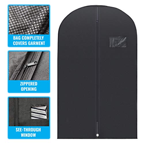 Plixio 40" Black Garment Bags Suit Bag for Travel & Clothing Storage of