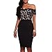 CHARMORE Women's Lace Top Off The Shoulder Bodycon Party Cocktail Dress