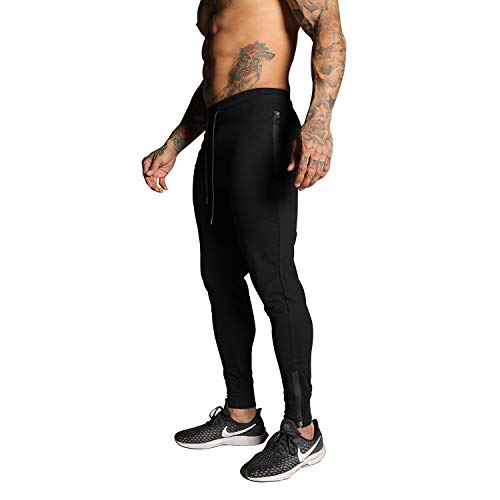 MAIKANONG Mens Tapered Joggers Basic Casual Gym Athletic Workout Bodybuilding Sweatpants Outdoor Nite Running Pants Black