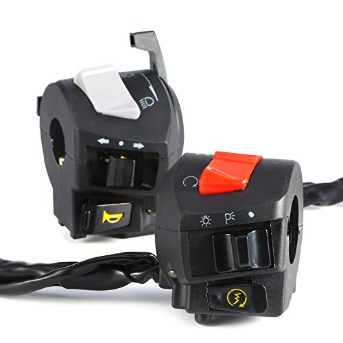 Motorcycle Switch Assembly, Universal 7/8'' Motorcycle Left Right Handlebar Headlight Horn Turn Signal Light ON/OFF Control Start Switch