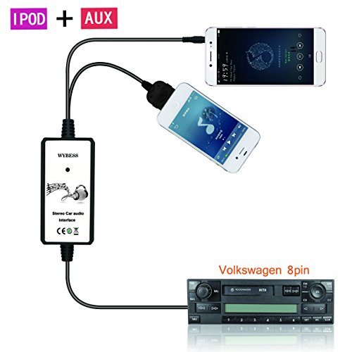 Wyness Car CD USB Audio Aux Adapter Digital Music Cd Changer 3.5mm Interface for VW 2000-2005 A2 1998-2006 A4 1998-2004 A6 1998-2002 A8 2000-2006 TT 1998-2008 Bettle and Support Iphone - Thumbnail 2